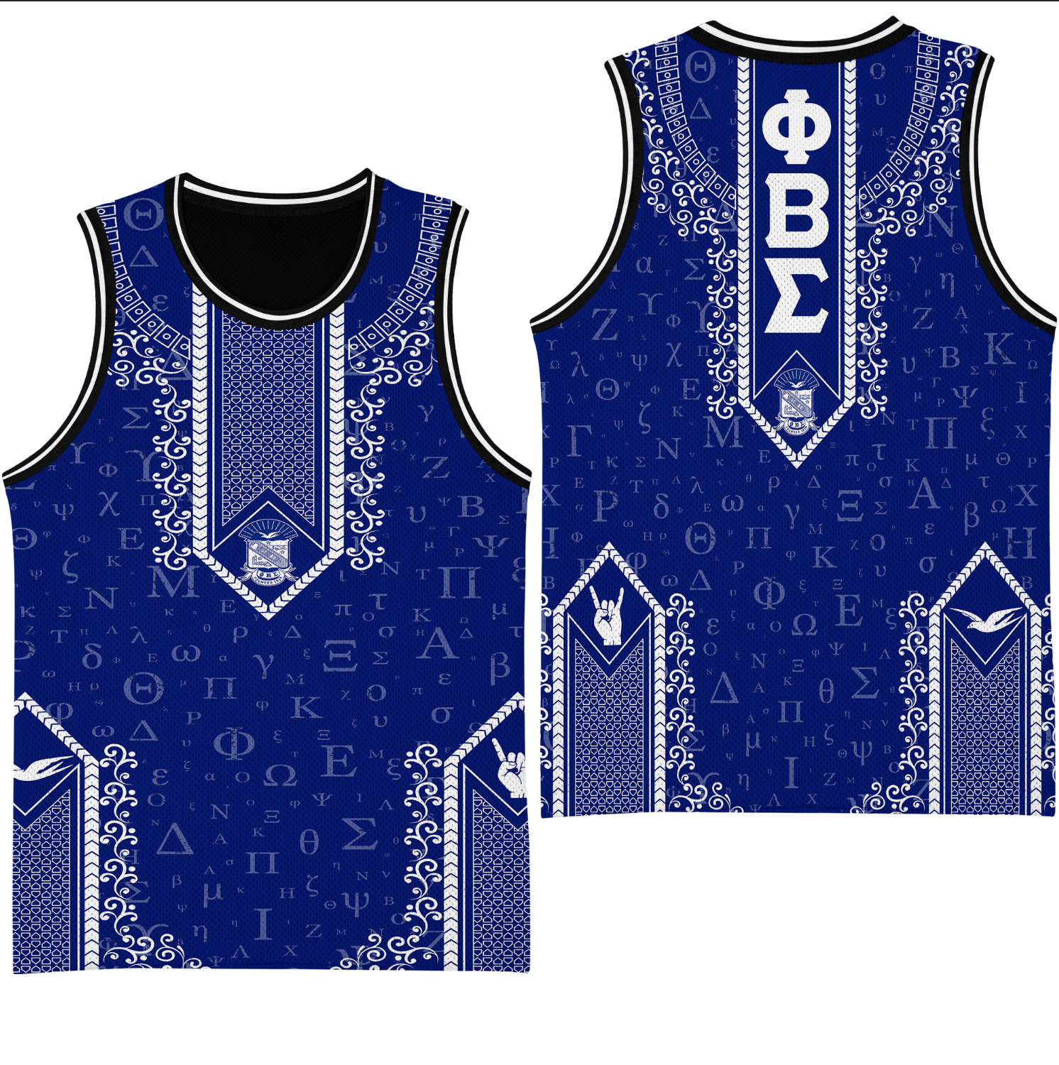 Africa Zone Clothing - Phi Beta Sigma Floral and Greek Letter Pattern Baseball Jerseys A31