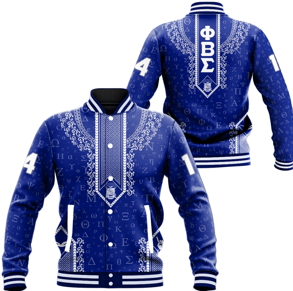 Africa Zone Clothing - Phi Beta Sigma Floral and Greek Letter Pattern Baseball Jackets A31
