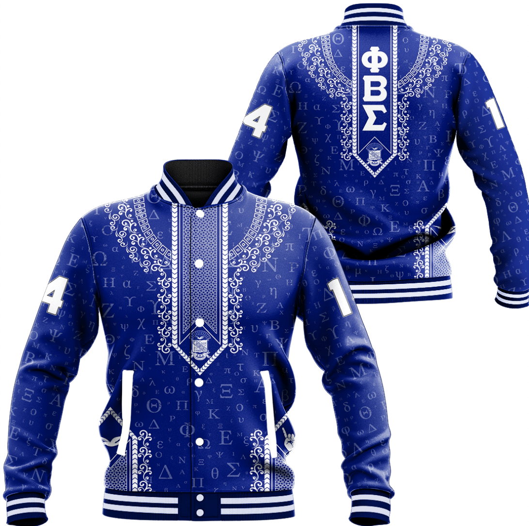 Africa Zone Clothing - Phi Beta Sigma Floral and Greek Letter Pattern Baseball Jackets A31