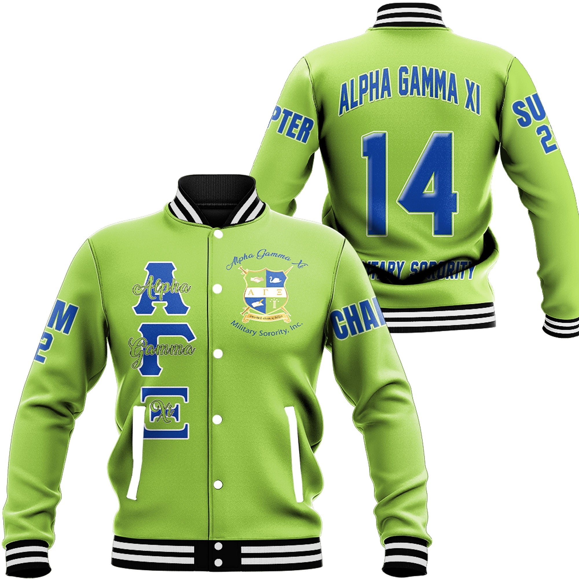 Alpha Gamma Xi (Green) Baseball Jackets A31 | Africazone.store