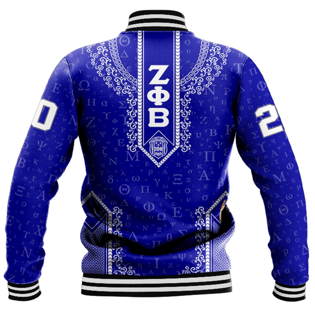 Africa Zone Clothing - Zeta Phi Beta Floral and Greek Letter Pattern Baseball Jackets A31