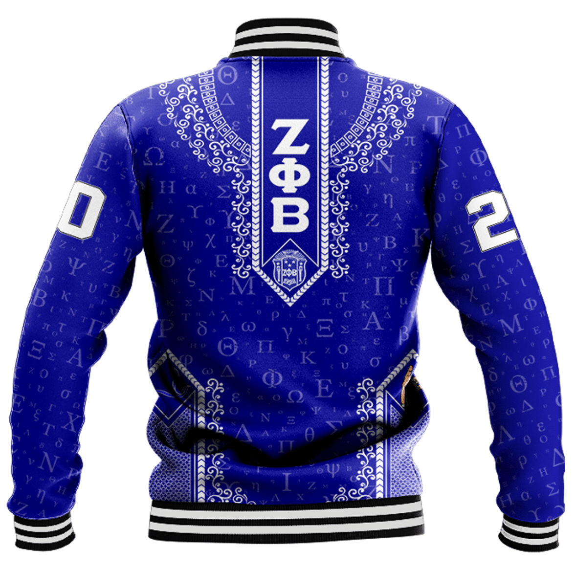 Africa Zone Clothing - Zeta Phi Beta Floral and Greek Letter Pattern Baseball Jackets A31
