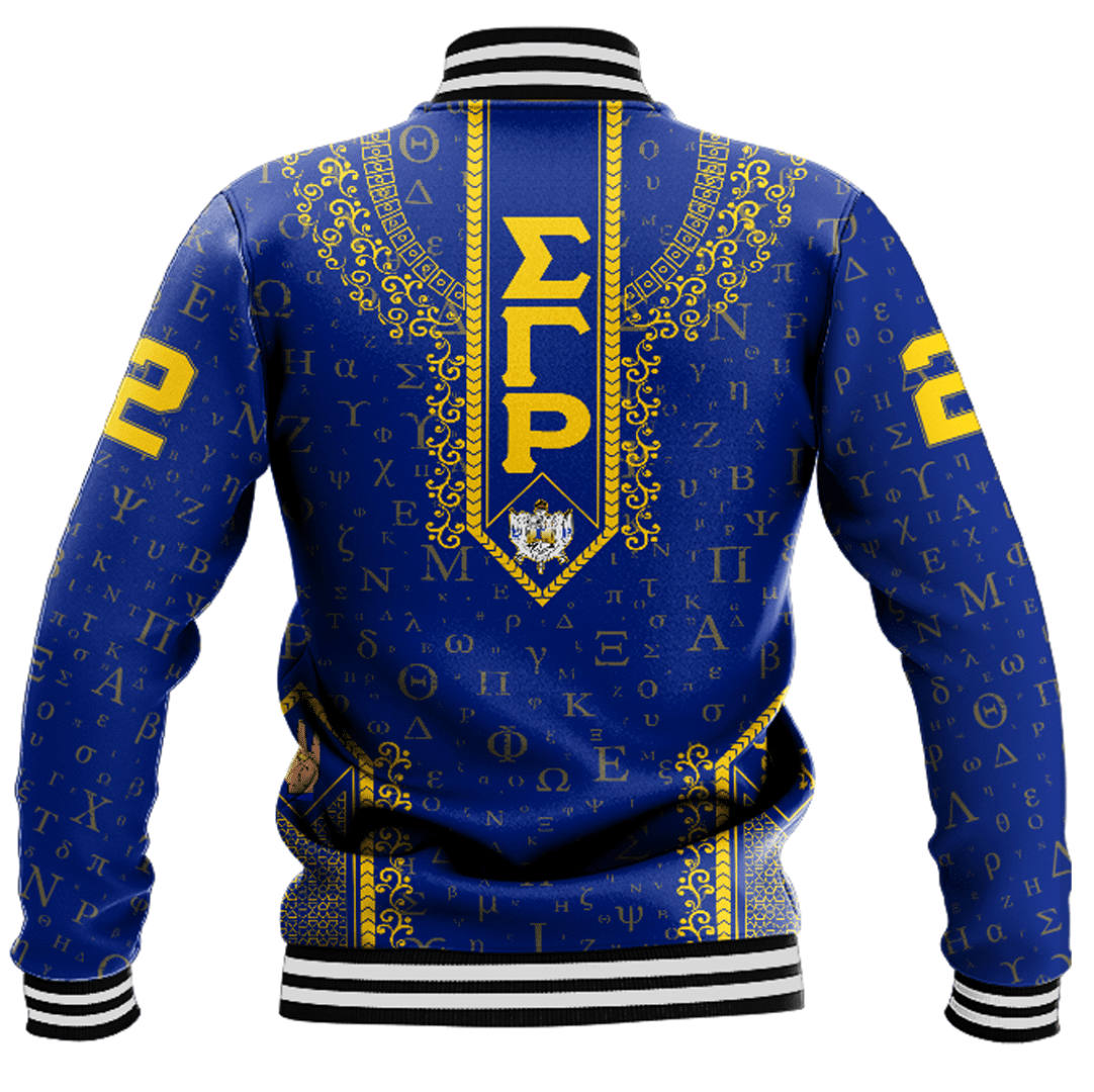 Africa Zone Clothing - Sigma Gamma Rho Floral and Greek Letter Pattern Baseball Jackets A31
