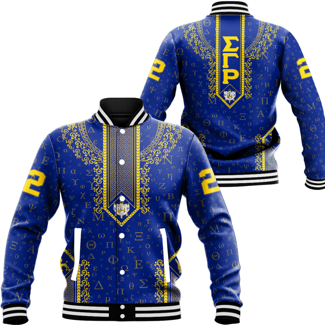 Africa Zone Clothing - Sigma Gamma Rho Floral and Greek Letter Pattern Baseball Jackets A31