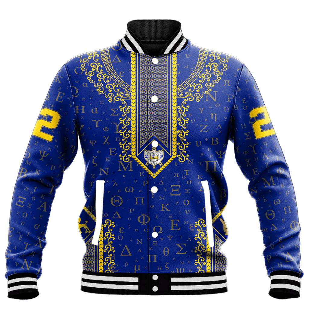Africa Zone Clothing - Sigma Gamma Rho Floral and Greek Letter Pattern Baseball Jackets A31