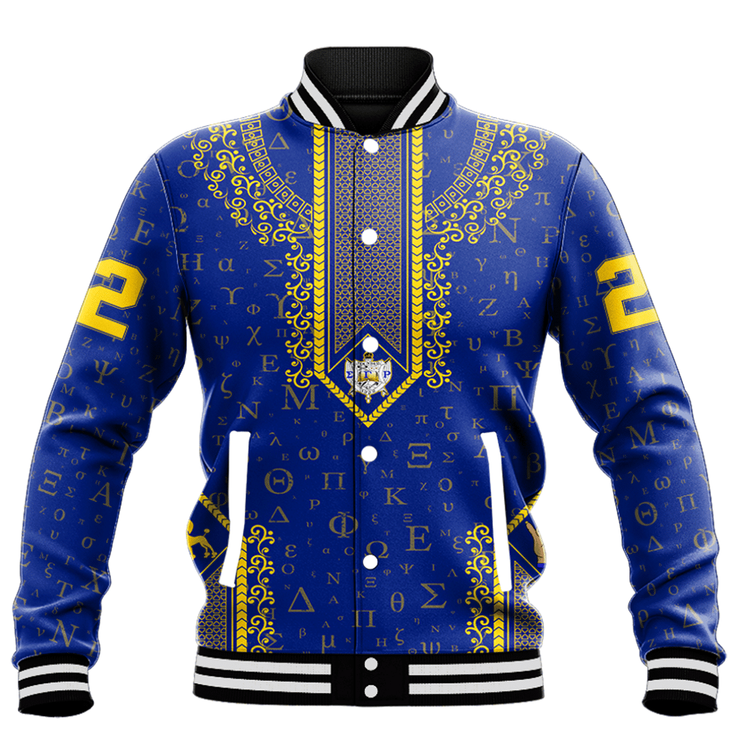 Africa Zone Clothing - Sigma Gamma Rho Floral and Greek Letter Pattern Baseball Jackets A31