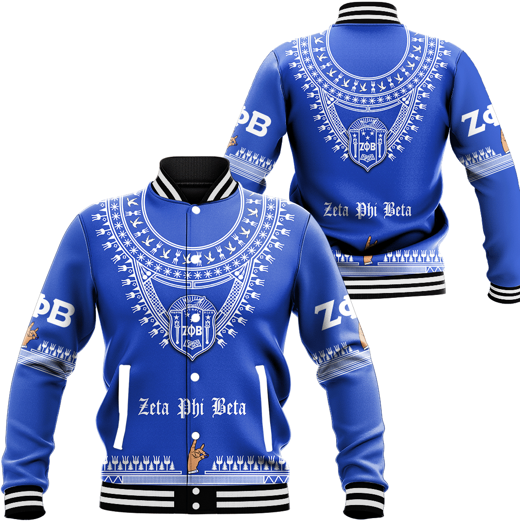 Africa Zone Clothing - Zeta Phi Beta Sorority Dashiki Baseball Jackets A31