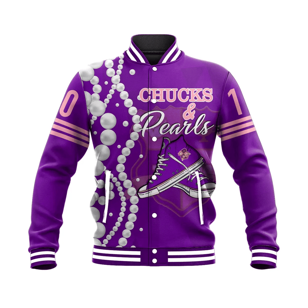 Chucks Epsilon Psi Military Sorority Pearls Baseball Jacket