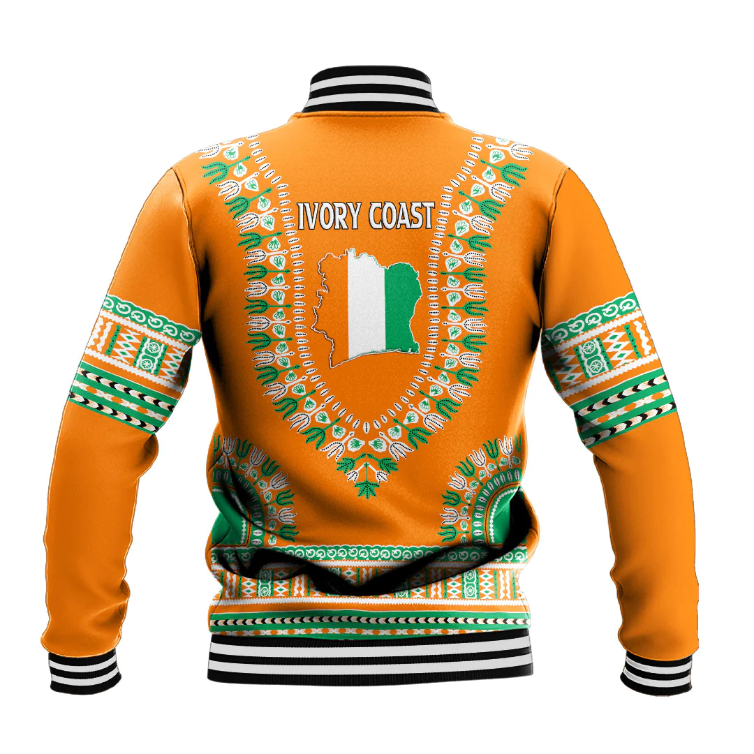 Africa Zone Baseball Jackets - Ivory Coast Traditional Dashiki A31