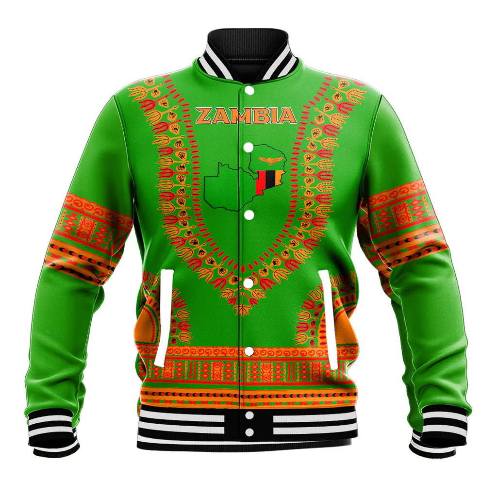 Africa Zone Baseball Jackets - Zambia Traditional Dashiki A31