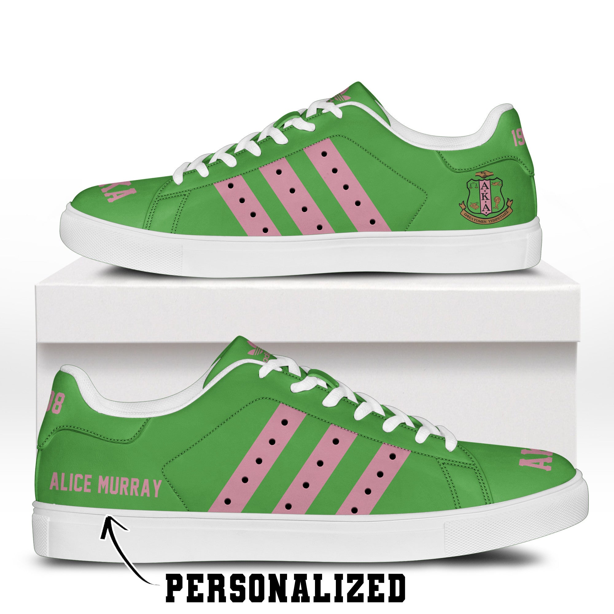 (Personalized) Alpha Kappa Alpha Sorority Genuine Leather Shoes