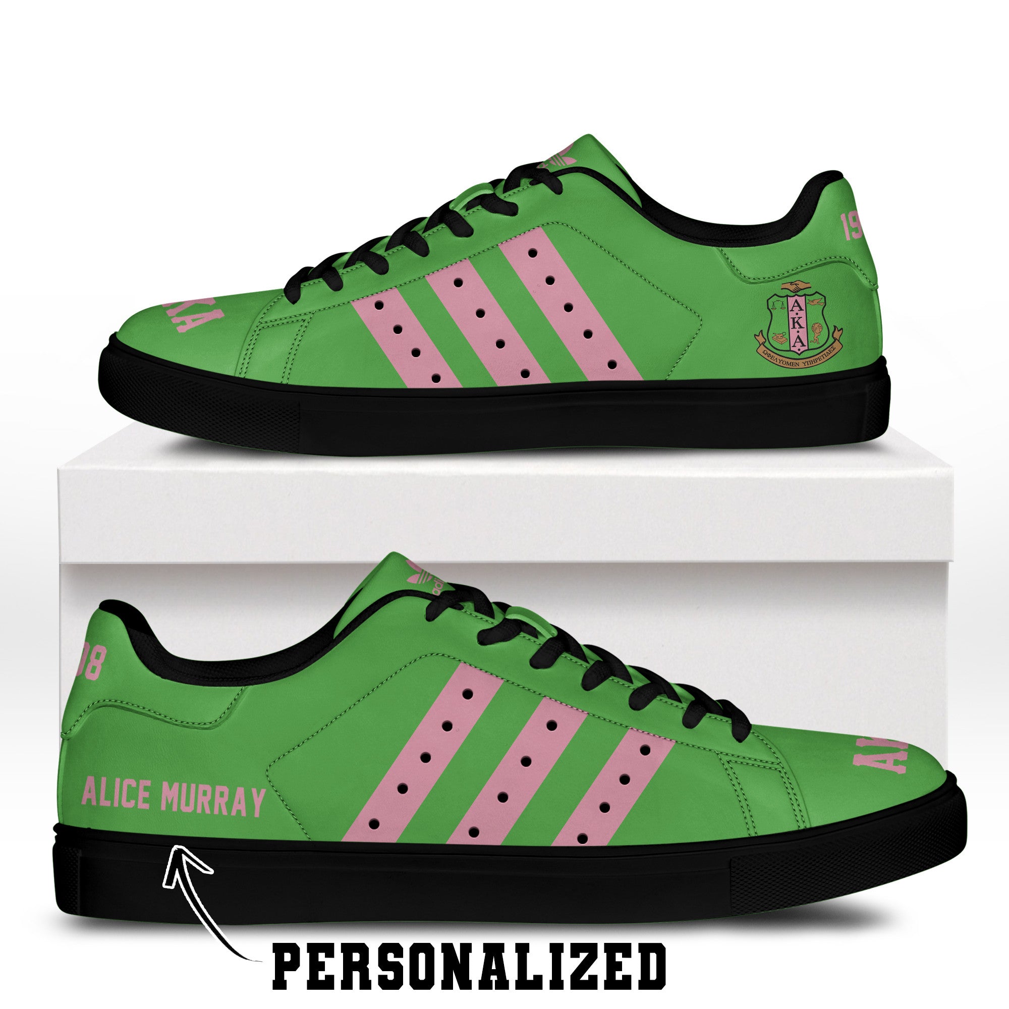 (Personalized) Alpha Kappa Alpha Sorority Genuine Leather Shoes