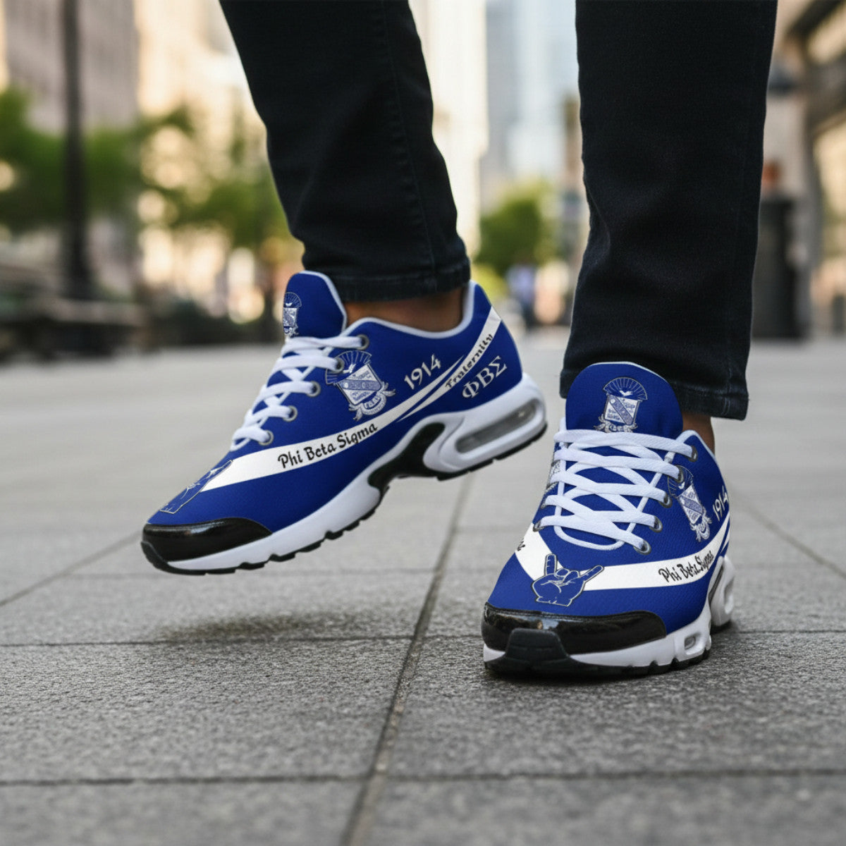 Sigmas 1914 Brotherhood Blue & White Cushion Sport Shoes - Legacy in Every Step