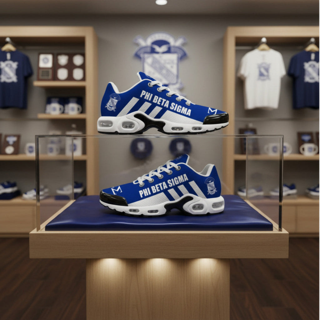 (Personalized) Sigmas 1914 Brotherhood Blue & White Cushion Sport Shoes - Legacy in Every Step