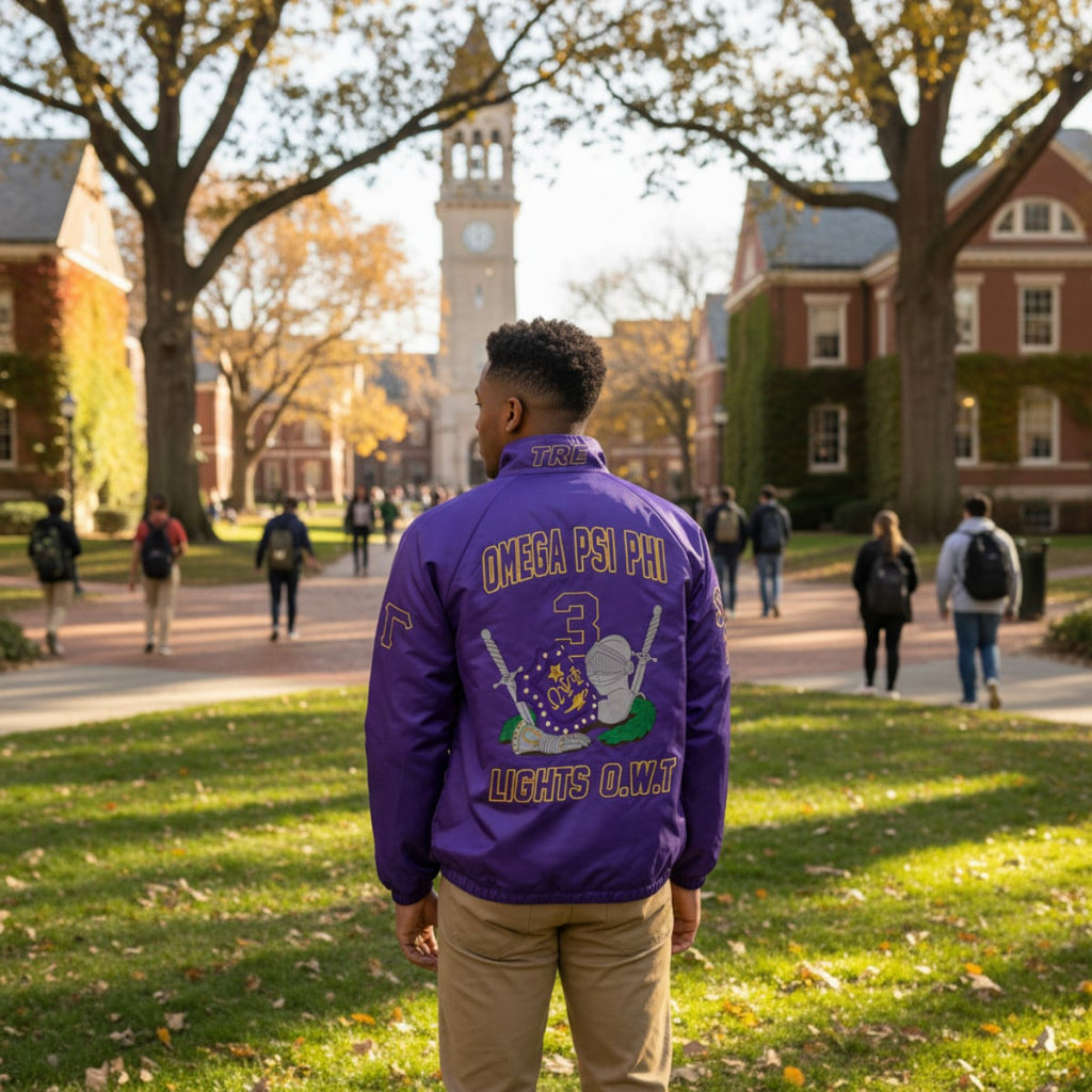 (Personalized) 1911 Brotherhood Purple & Gold Line Jacket – Knight Crest Legacy