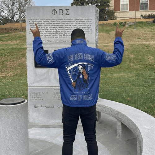 (Custom) Africazone Jacket - Phi Beta Sigma Fraternity Bleed Blue Crossing Jacket A31