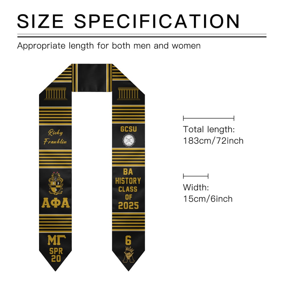 (Custom) Alpha Phi Alpha Fraternity Graduation Stole