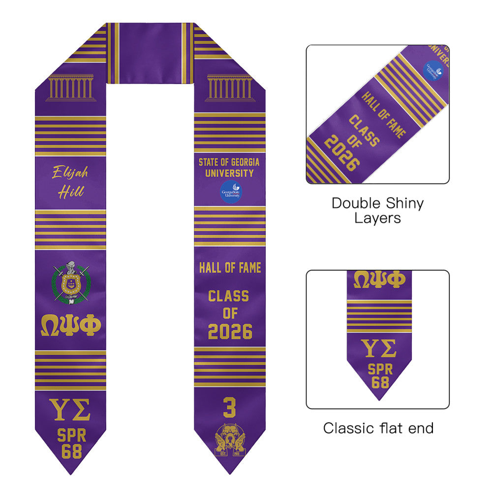 (Custom) Omega Psi Phi Fraternity Graduation Stole