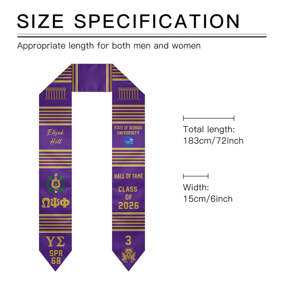 (Custom) Omega Psi Phi Fraternity Graduation Stole