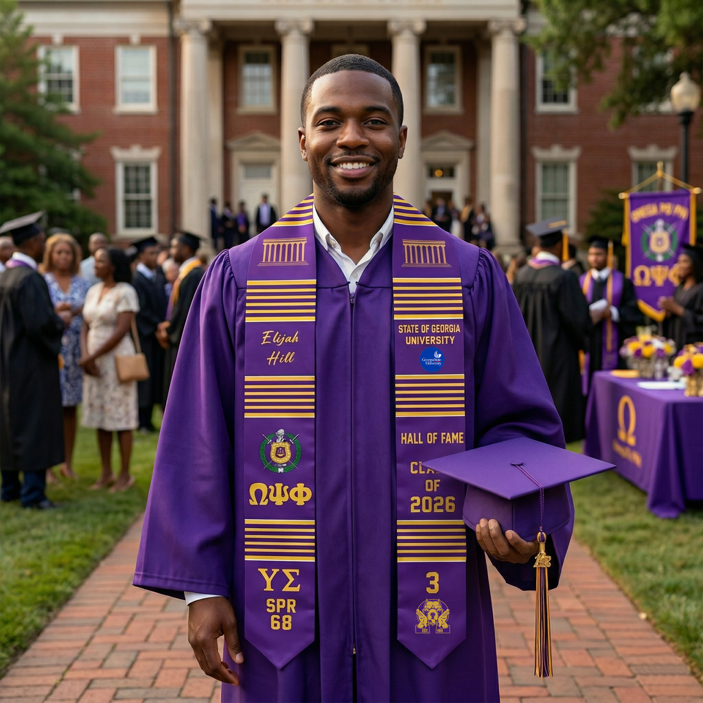 (Custom) Omega Psi Phi Fraternity Graduation Stole