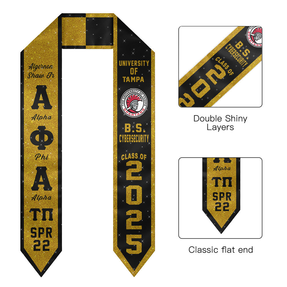 (Custom) Alpha Phi Alpha Fraternity Two-Toned Glitter Graduation Stole