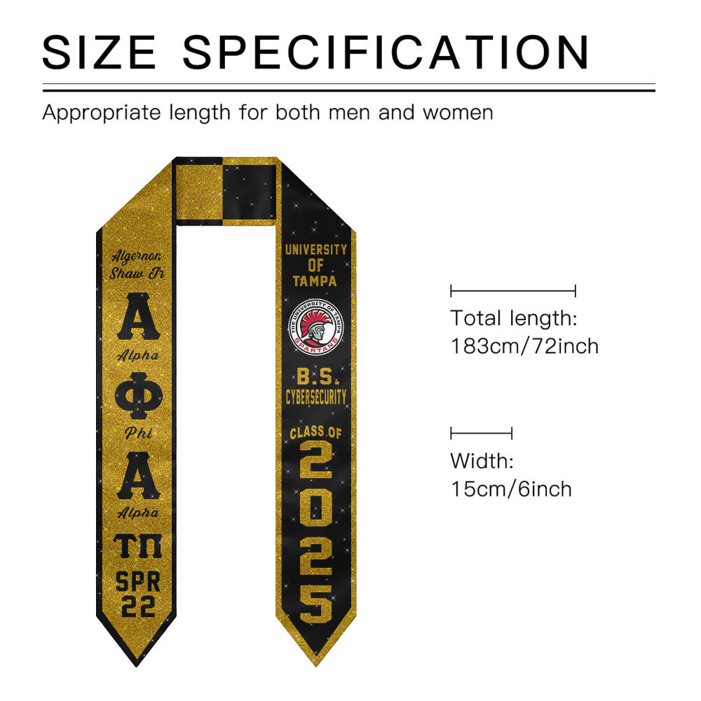 (Custom) Alpha Phi Alpha Fraternity Two-Toned Glitter Graduation Stole