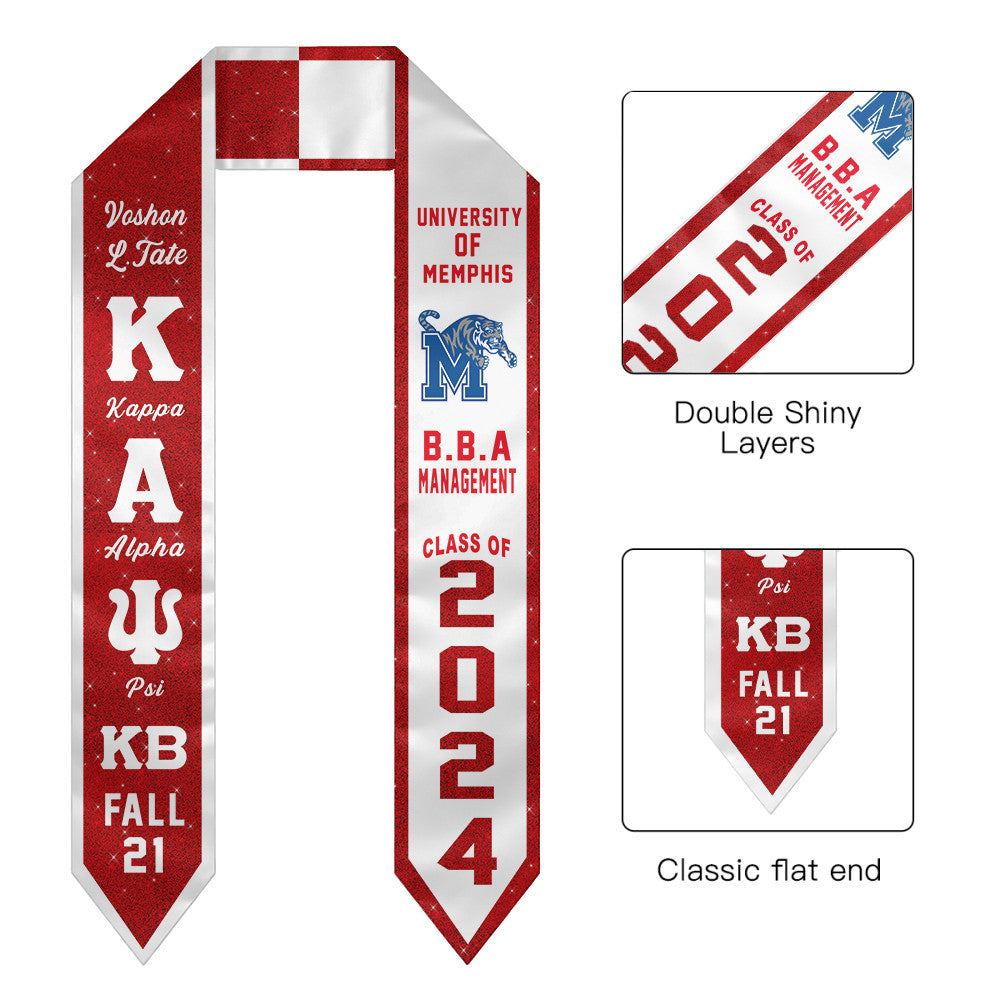 (Custom) KAP Nupe Fraternity Two-Toned Glitter Graduation Stole