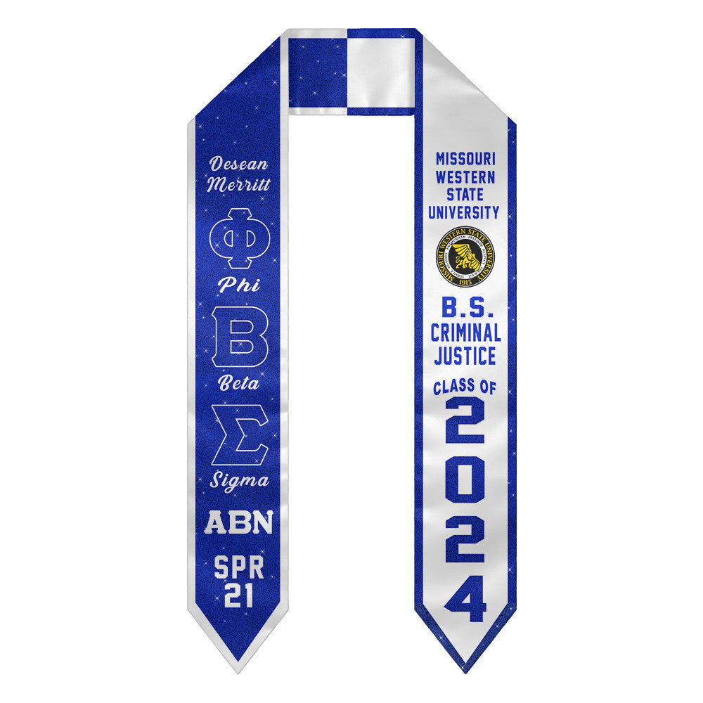 (Custom) Phi Beta Sigma Fraternity Two-Toned Glitter Graduation Stole