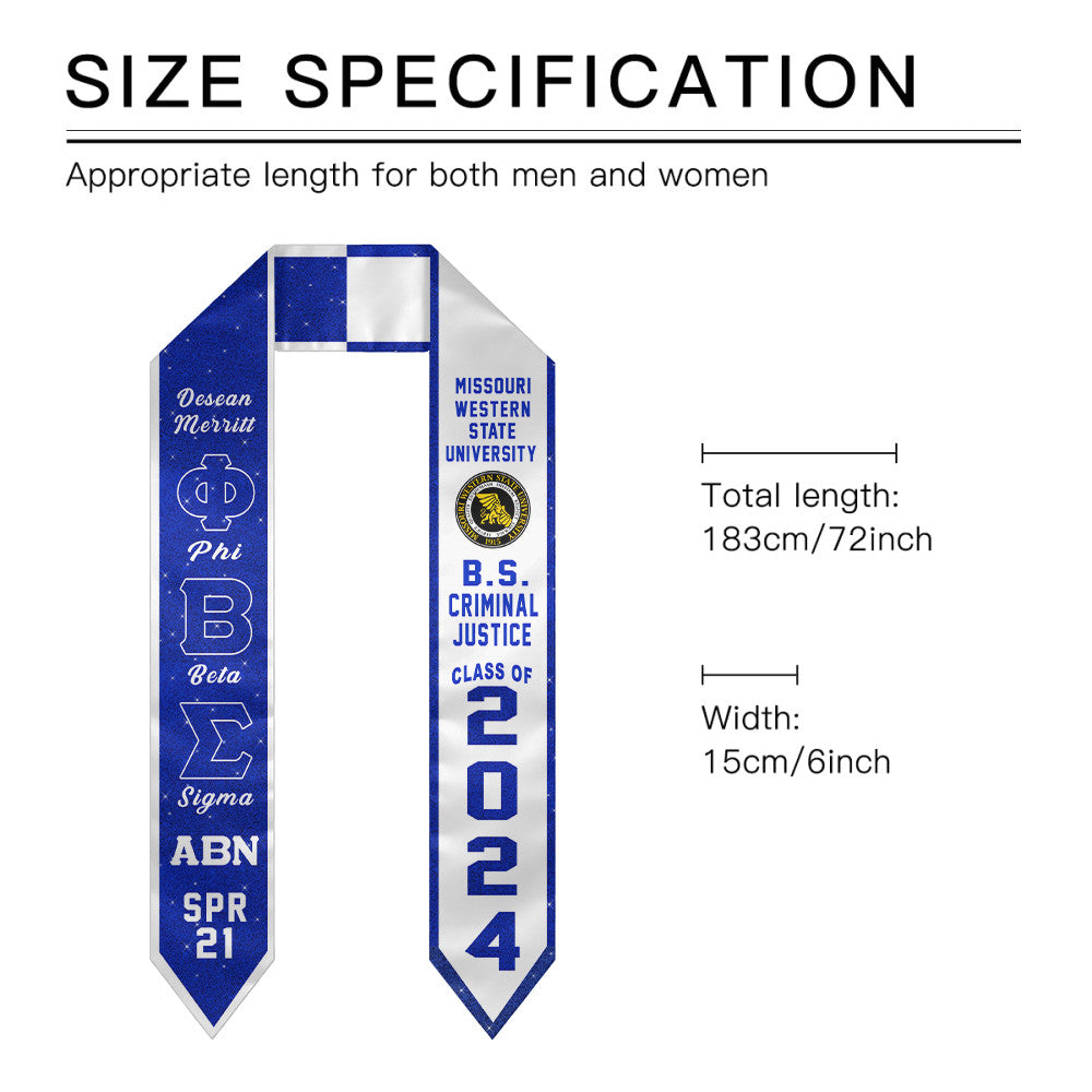 (Custom) Phi Beta Sigma Fraternity Two-Toned Glitter Graduation Stole
