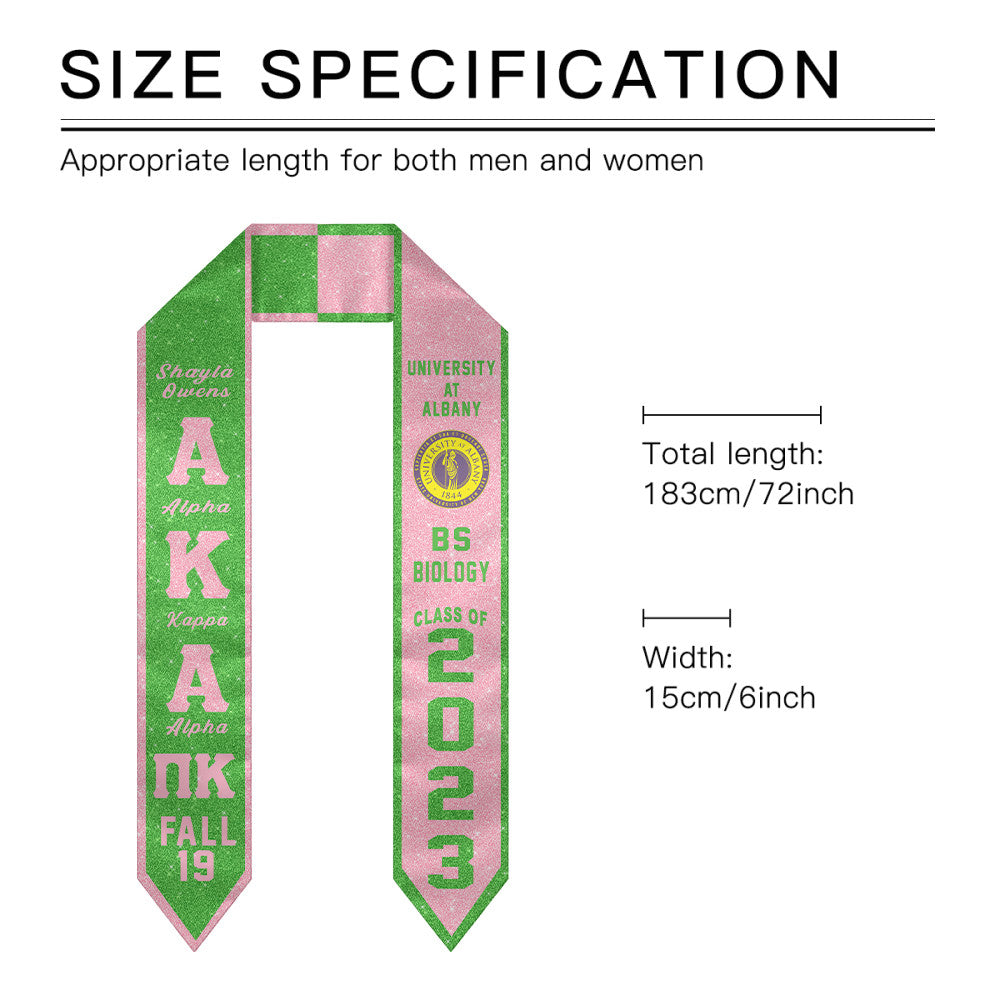 (Custom) Alpha Kappa Alpha Sorority Two-Toned Glitter Graduation Stole
