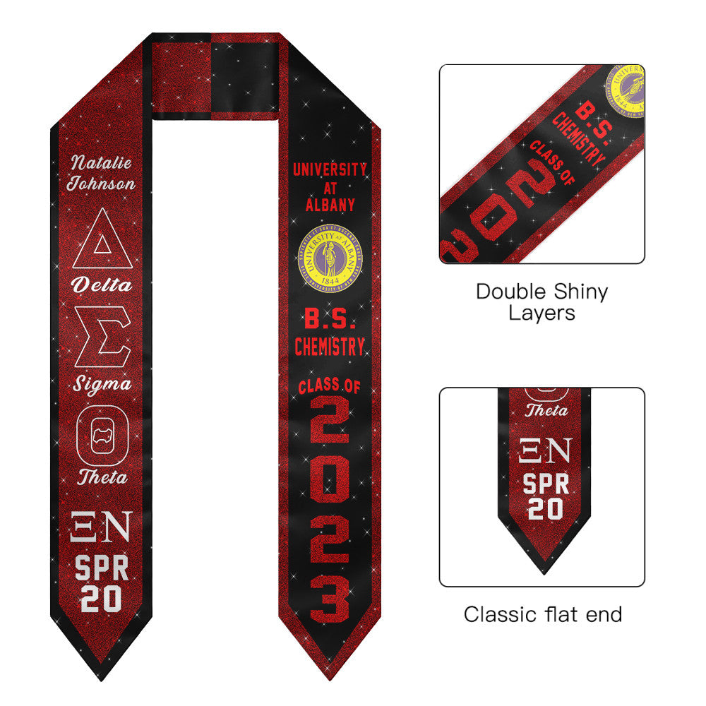 (Custom) Delta Sigma Theta Sorority Two-Toned Glitter Graduation Stole