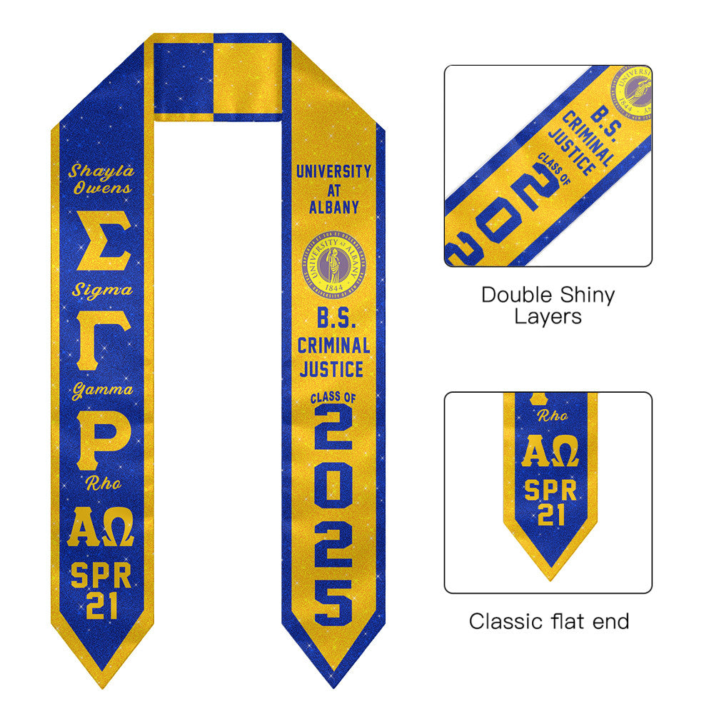 (Custom) Sigma Gamma Rho Sorority Two-Toned Glitter Graduation Stole