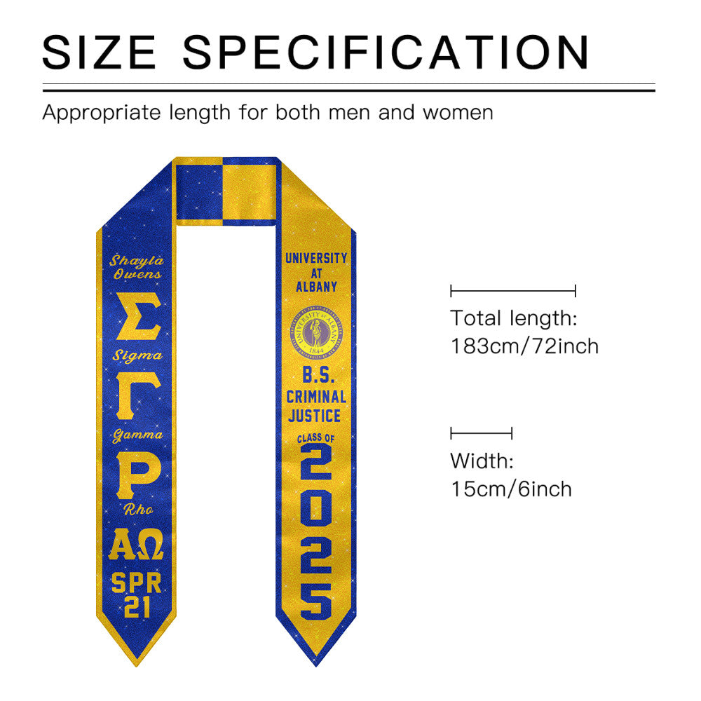 (Custom) Sigma Gamma Rho Sorority Two-Toned Glitter Graduation Stole