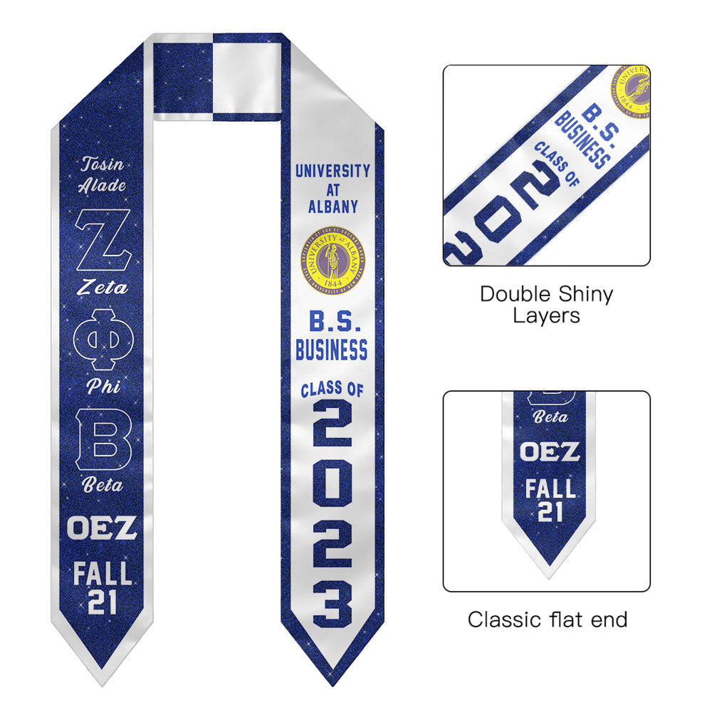 (Custom) Zeta phi Beta Sorority Two-Toned Glitter Graduation Stole
