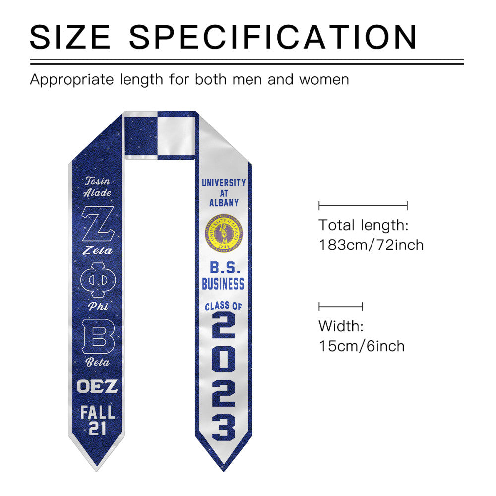 (Custom) Zeta phi Beta Sorority Two-Toned Glitter Graduation Stole