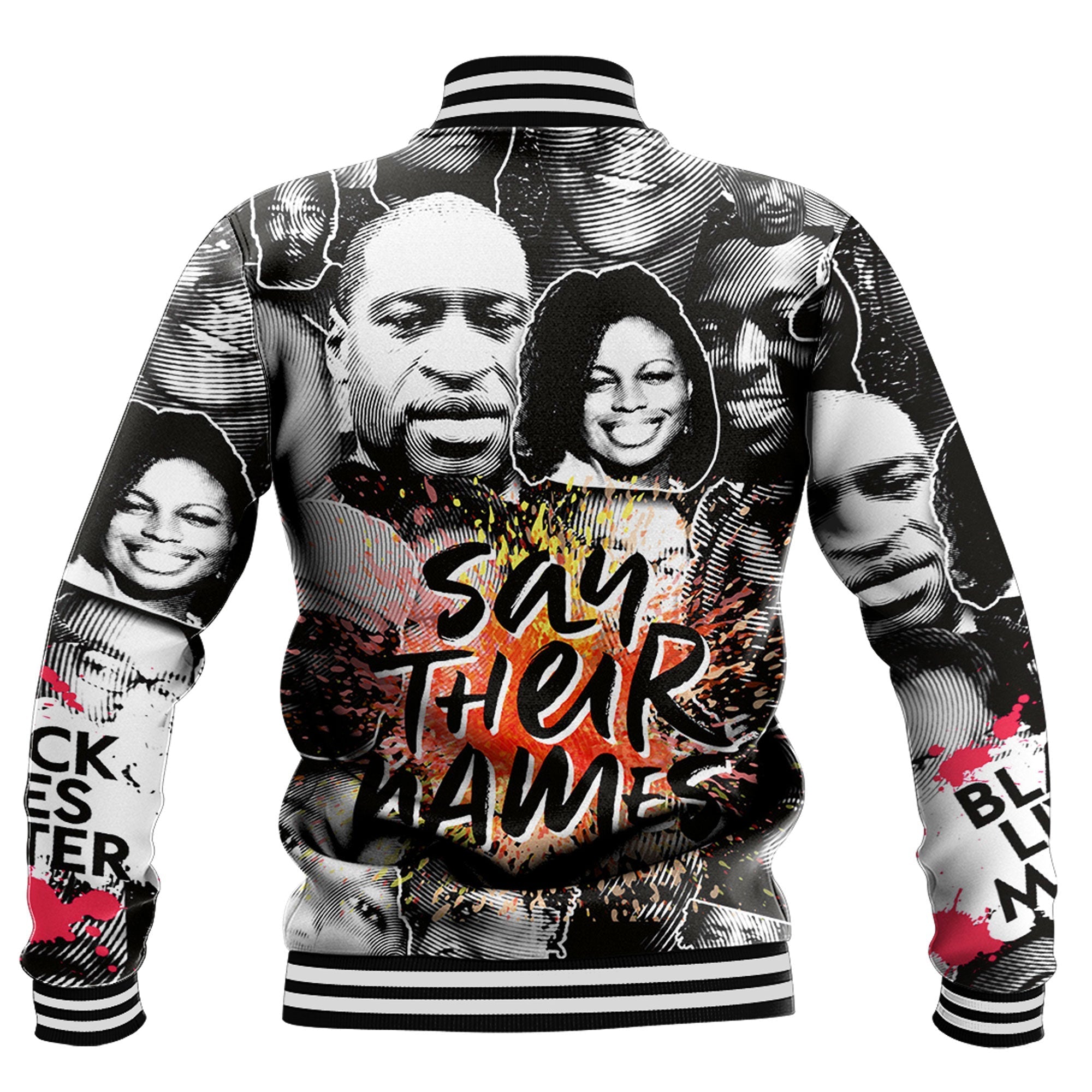 Africa Zone Baseball Jackets - Say Their Names Black Lives Matter