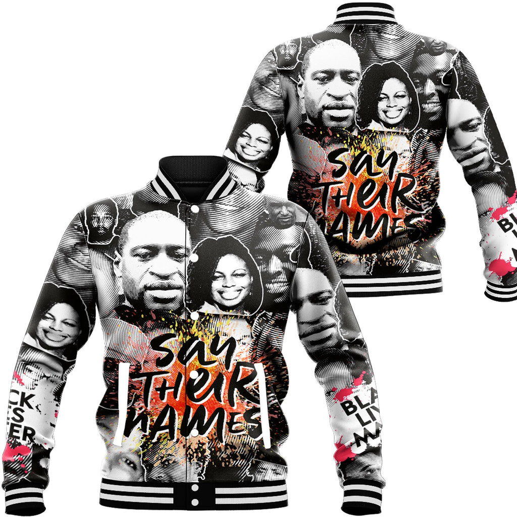 Africa Zone Baseball Jackets - Say Their Names Black Lives Matter