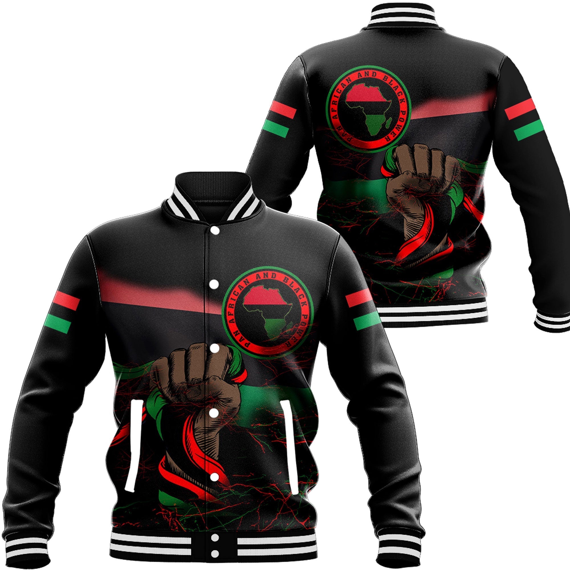 Africa Zone Baseball Jackets - Pan Africanism And Black Power A31