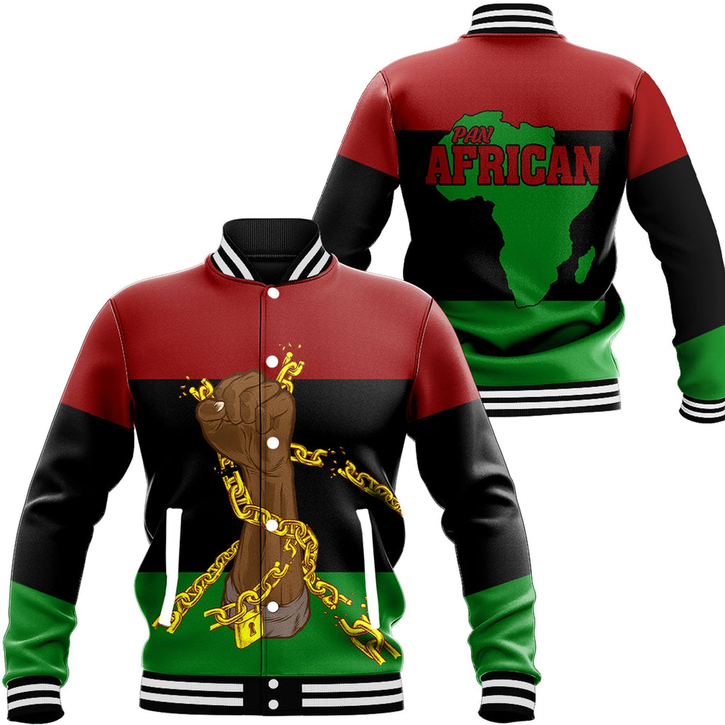 Africa Zone Baseball Jackets - Pan African Flag And Black Power A31