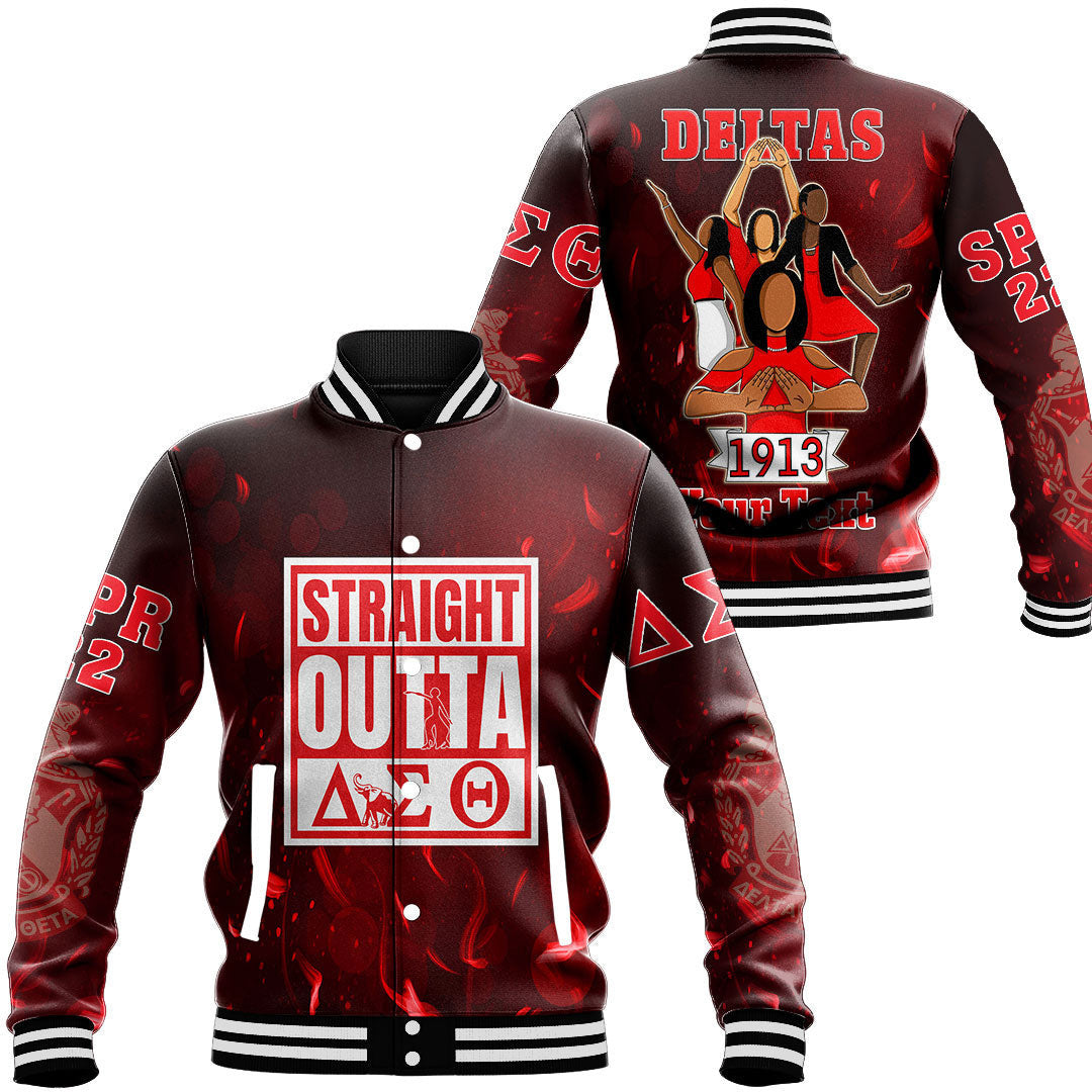 (Custom) Africa Zone Clothing - Straight Outta Delta Sigma Theta Baseball Jackets A31
