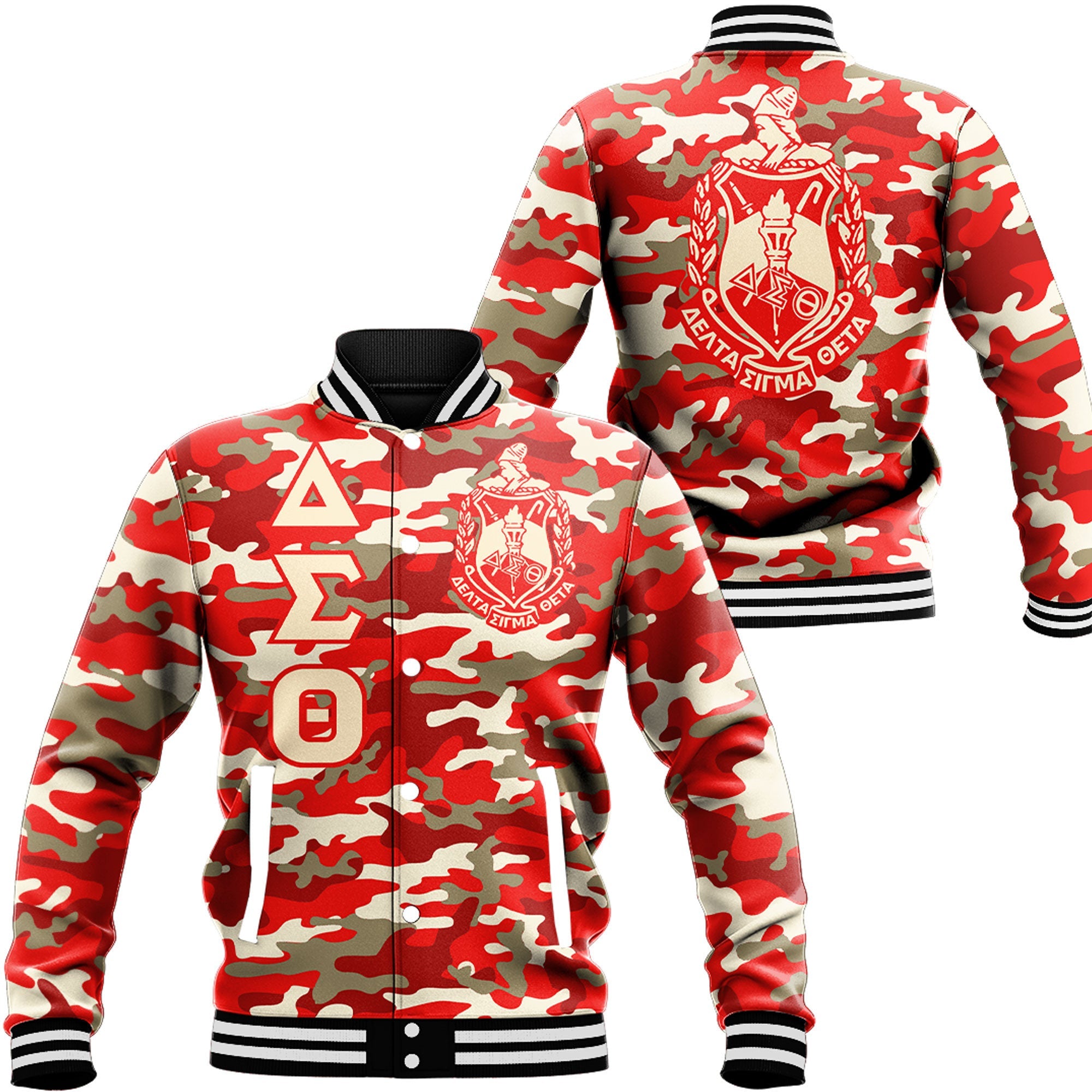 Africa Zone Jacket - Delta Sigma Theta Signature Camouflage Baseball Jackets T5