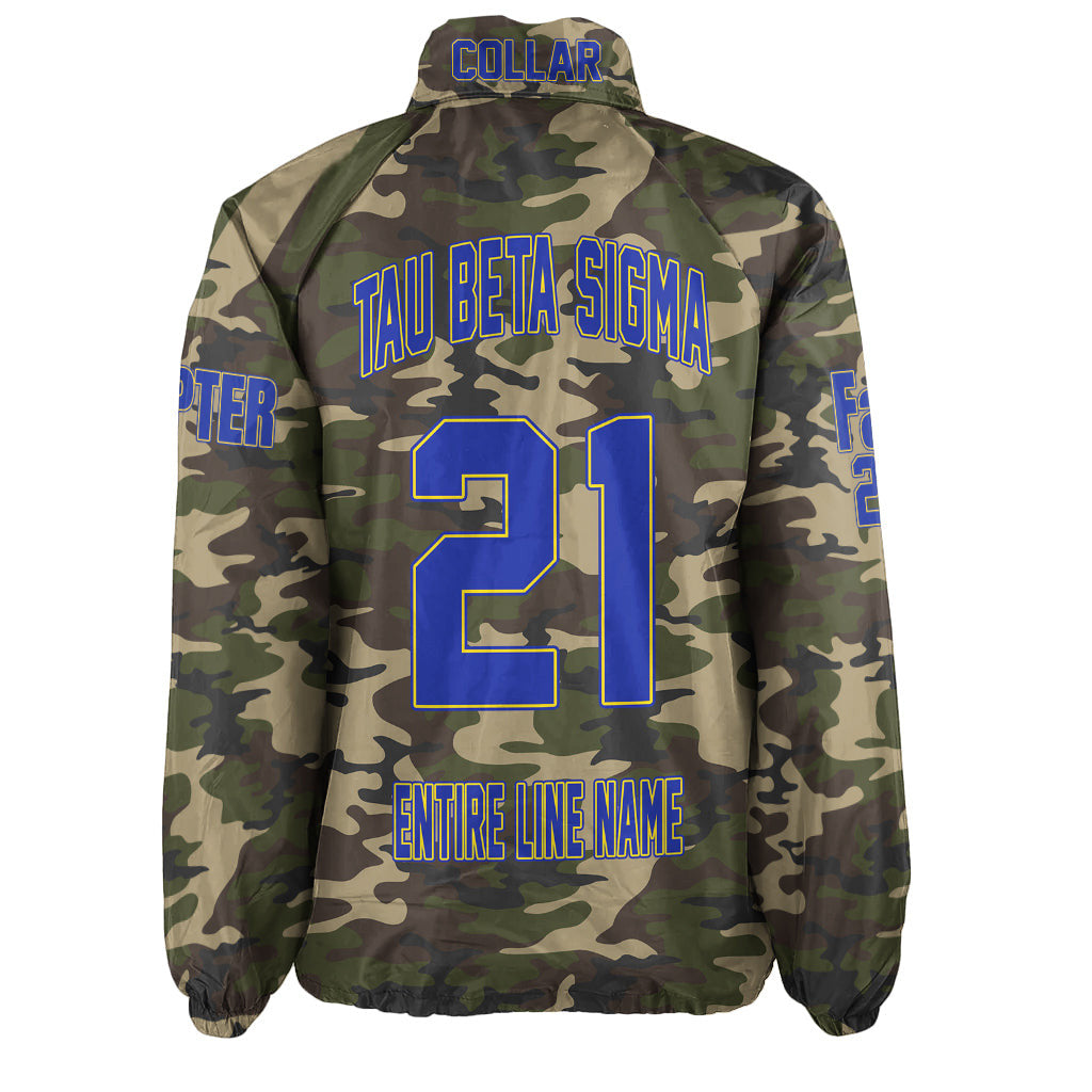 (Custom) Africa Zone Jacket - Tau Beta Sigma Band Sorority Camouflage Crossing Jacket A31