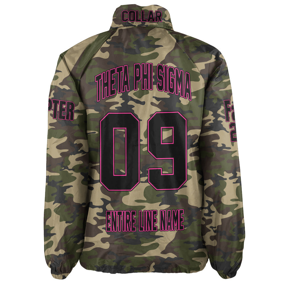 (Custom) Africa Zone Jacket - Theta Phi Sigma Christian Sorority Camouflage Crossing Jacket A31