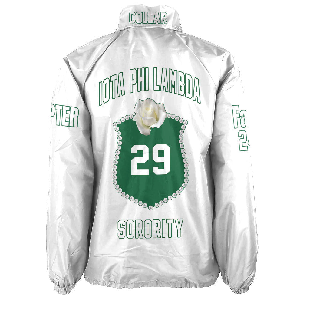 (Custom) Africazone Jacket - Iota Phi Lambda Sorority White Tea Rose Crossing Jacket A31