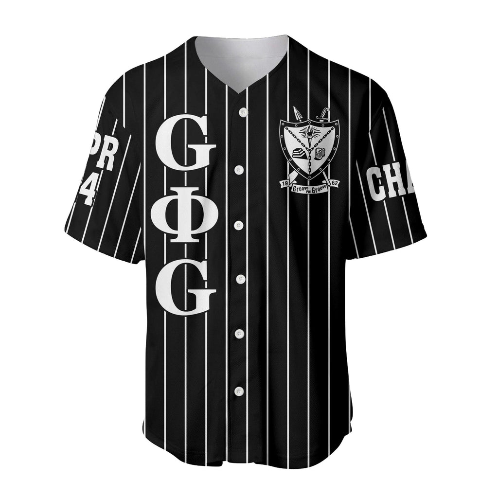 Africazone Clothing - (Custom) Groove Phi Groove Social Fellowship Pin Striped Baseball Jersey A31