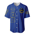 Africazone Clothing - (Custom) Tau Beta Sigma Band Sorority (White) Pin Striped Baseball Jersey A31