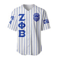 Africazone Clothing - (Custom) Zeta Phi Beta Sorority (White) Pin Striped Baseball Jersey A31