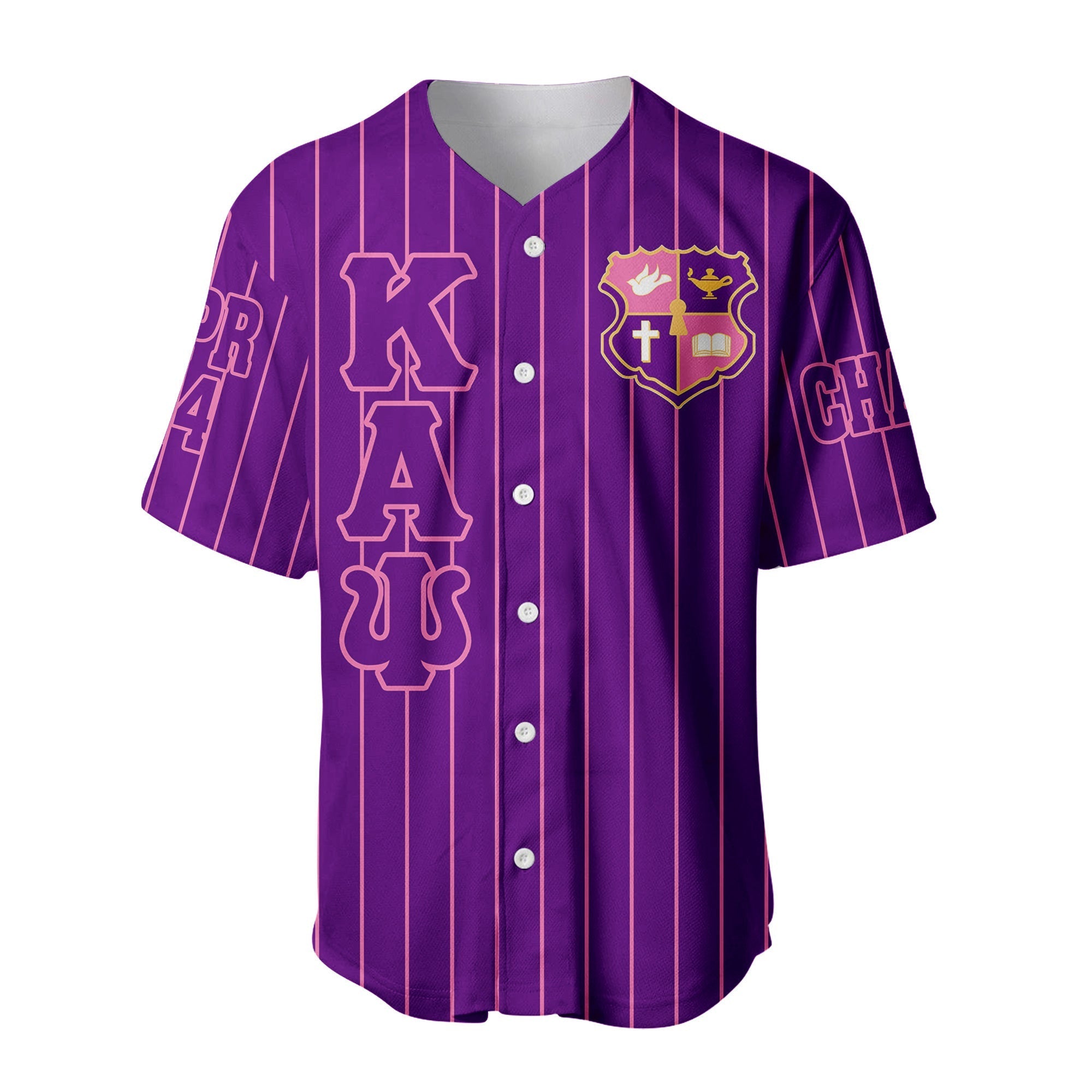 Africazone Clothing - (Custom) KEP Military Sorority Pin Striped Baseball Jersey A31