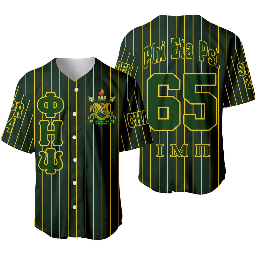 Africazone Clothing - (Custom) Phi Eta Psi Fraternity Pin Striped Baseball Jersey A31