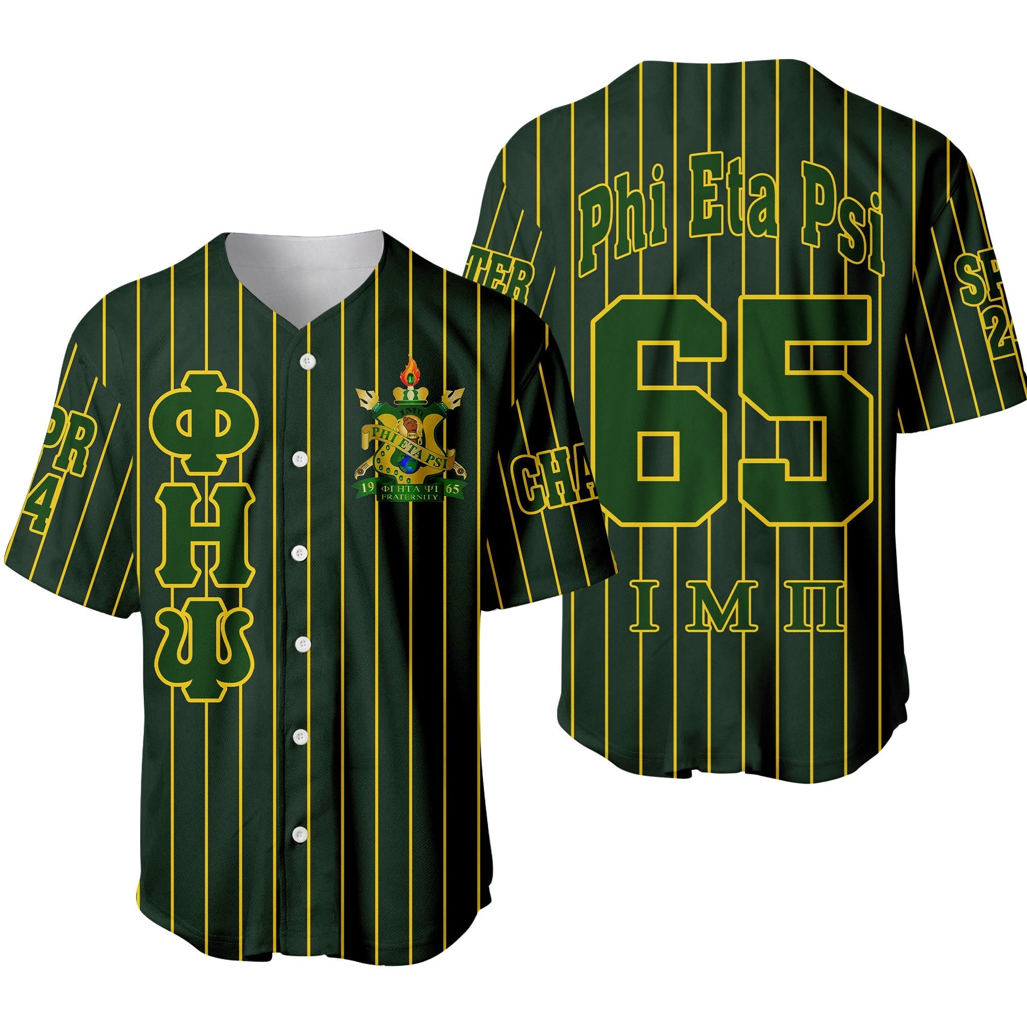 Africazone Clothing - (Custom) Phi Eta Psi Fraternity Pin Striped Baseball Jersey A31